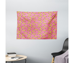 Cartoon Style Bananas Wide Tapestry