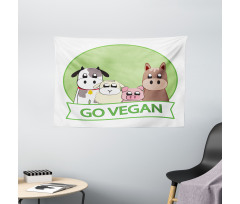 Go Vegan Slogan Animals Wide Tapestry