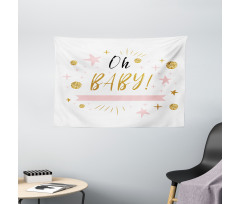Calligraphy Stars Dots Wide Tapestry