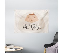 Cartoon Crying Baby Wide Tapestry