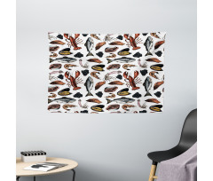 Vintage Seafood Concept Wide Tapestry