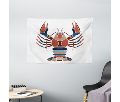 Abstract Crayfish Print Wide Tapestry