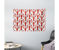 Geometric Lobsters Graphic Wide Tapestry