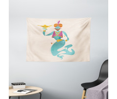 Genie with Magic Tool Wide Tapestry