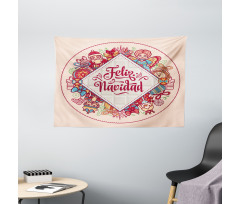 Feliz Navidad Christmas Wide Tapestry