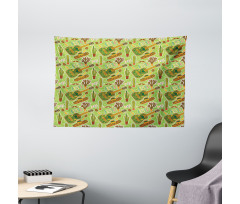 Colorful Doodle Fiesta Wide Tapestry