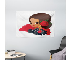 Chibi Flamenco Costume Wide Tapestry