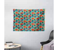 Vibrant Floral Art Wide Tapestry