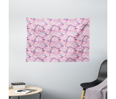 Romantic Rose Blossoms Wide Tapestry