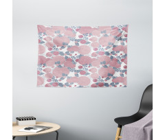 Modern Round Flowers Wide Tapestry