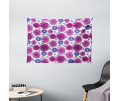 Blooming Fall Flowers Wide Tapestry