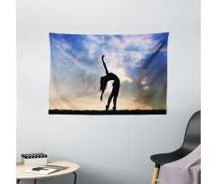 Silhouette Dancing Nature Wide Tapestry