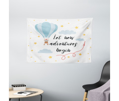 Air Balloon Sky Words Wide Tapestry