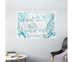 Wavy Lines Nautical Love Wide Tapestry