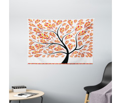 Tangerine Leaves Tree Wide Tapestry