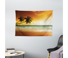 Palm Tree Exotic Beach Wide Tapestry