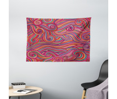Colorful Vibrant Waves Wide Tapestry