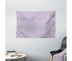 Pastel Tone Doodle Waves Wide Tapestry