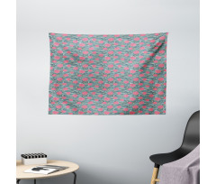 Waves and Roses Wide Tapestry