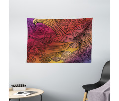 Doodle Waves with Stripes Wide Tapestry