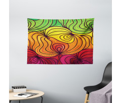Colorful Tangled Lines Wide Tapestry