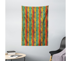 Wavy Vertical Lines Retro Tapestry