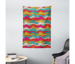 Retro Colorful Wave Design Tapestry