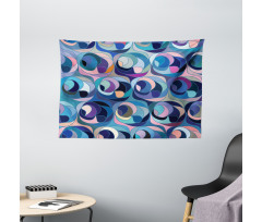 Motley Retro Curvy Shapes Wide Tapestry