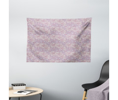 Doodle Vintage Flowers Wide Tapestry