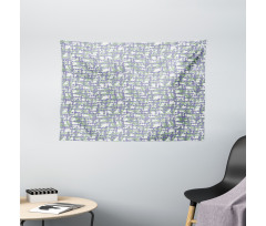 Spring Herbal Grid Wide Tapestry