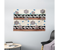 Abstract Petals and Roses Wide Tapestry