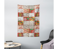 Folkloric Grunge Flowers Tapestry