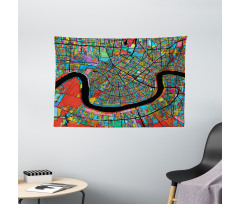 Colorful City Map Wide Tapestry