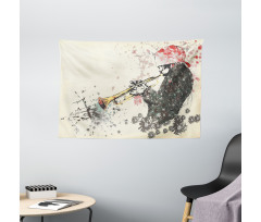 Trumpeter Flowers Wide Tapestry