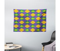 Mardi Gras Themed Wide Tapestry