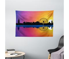 Skyline at Sunset Wide Tapestry