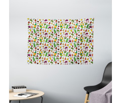 Doodle Party Beverages Wide Tapestry