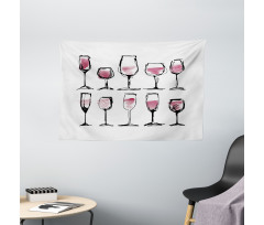 Sketch Wine Glasses Wide Tapestry