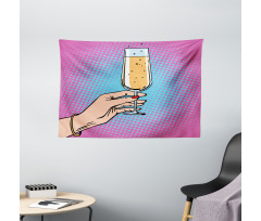 Pop Art Comic Champagne Wide Tapestry