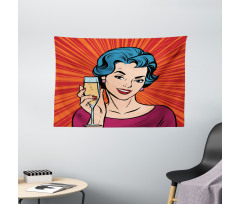 Girl Toasting Champagne Wide Tapestry