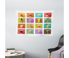 Graphic Square Tiles Wide Tapestry