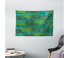 Curly Ornaments in Squares Wide Tapestry