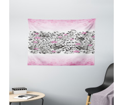 Swirling Flowes Wide Tapestry