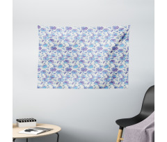 Abstract Blossoming Buds Wide Tapestry
