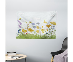 Lively Summer Garden Wide Tapestry