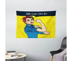 We Can Do It Woman Wide Tapestry