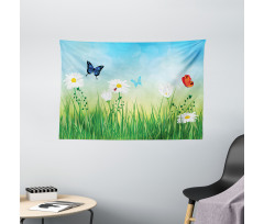 Meadow Daisies Grass Wide Tapestry