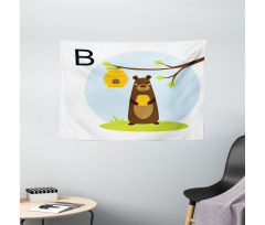 Funny Mammal Kids Alphabet Wide Tapestry