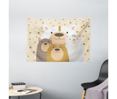 Cartoon Family Portrait Wide Tapestry