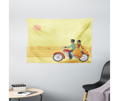 Couple Sunset Wide Tapestry